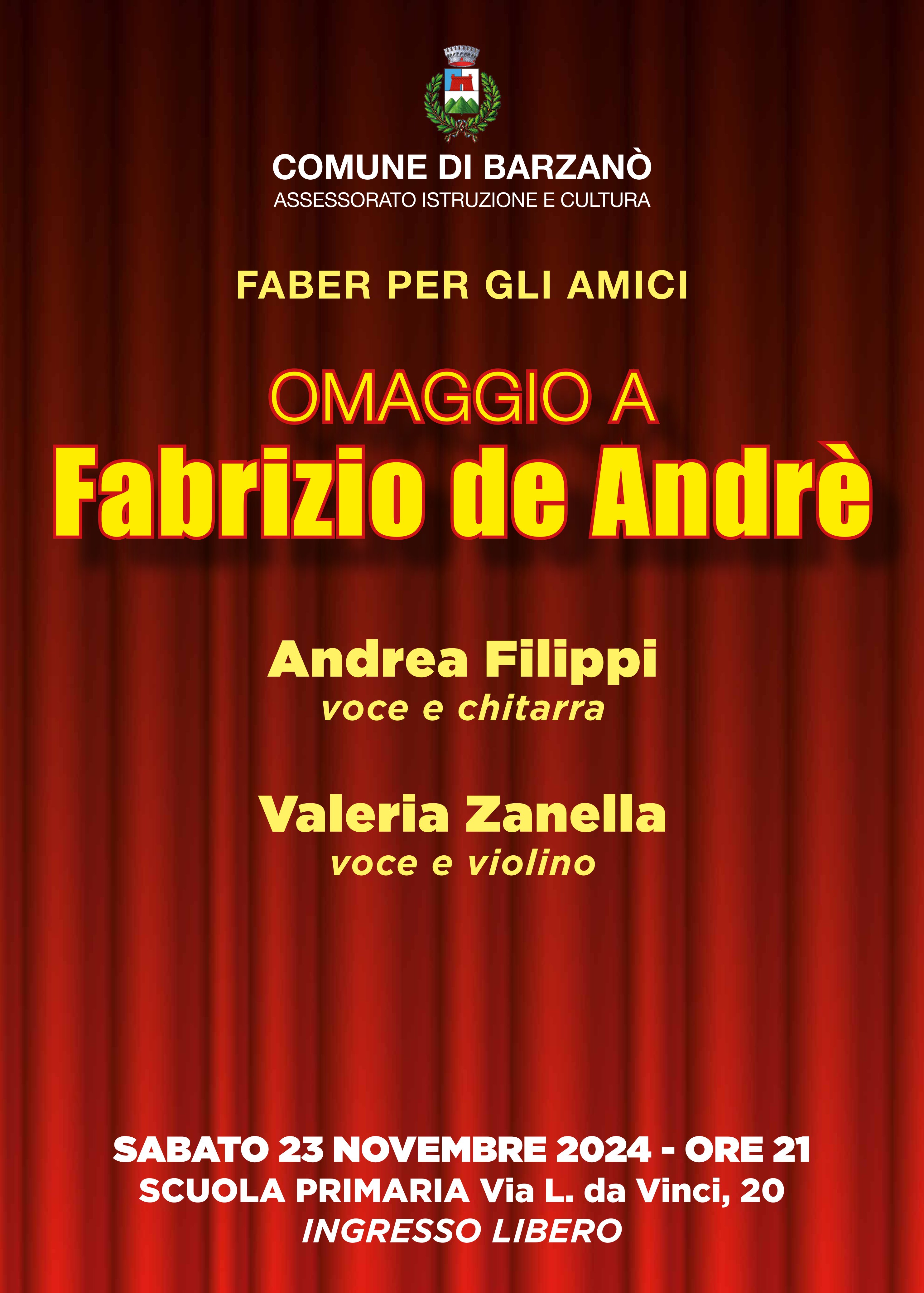 Concerti d'autunno 2024 - Omaggio a Fabrizio De Andrè